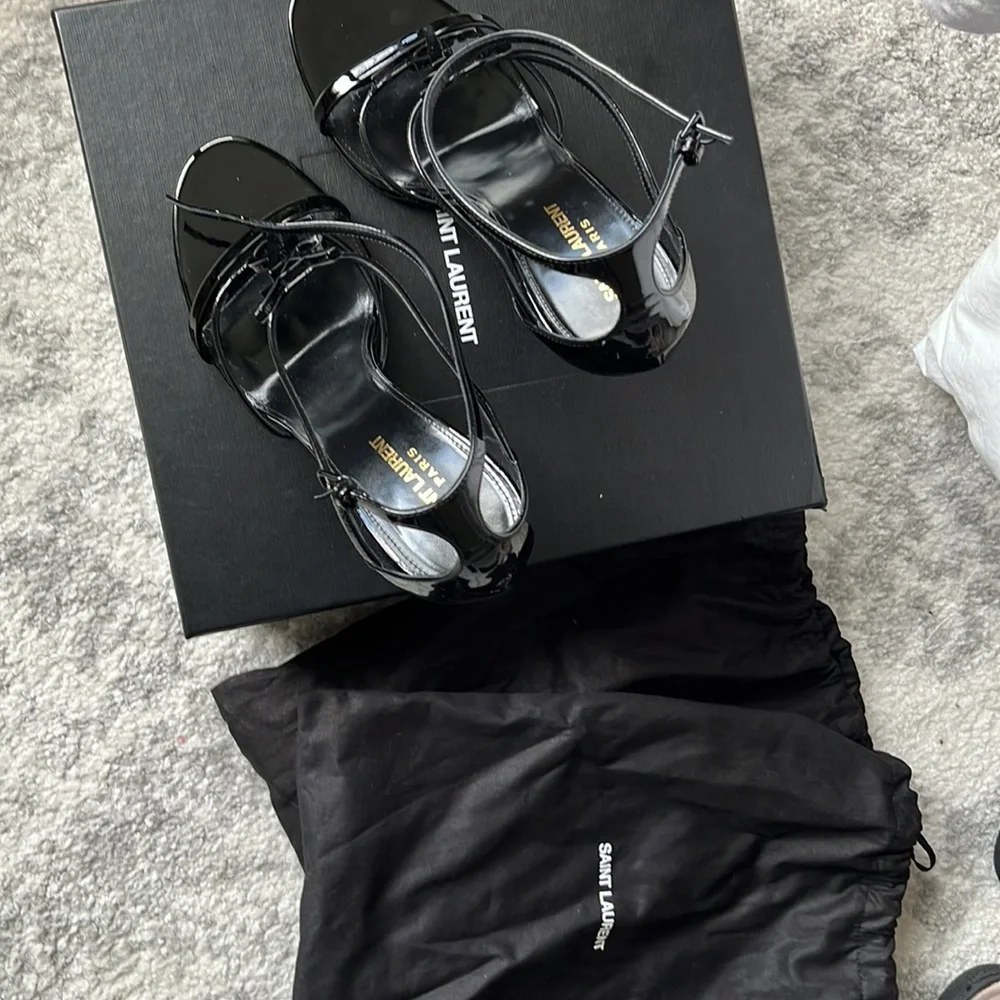 Saint Laurent Black Strappy Heels - Picture 6 of 9